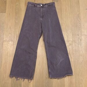 Zara High-Rise Wide Leg Cropped Purple Pants